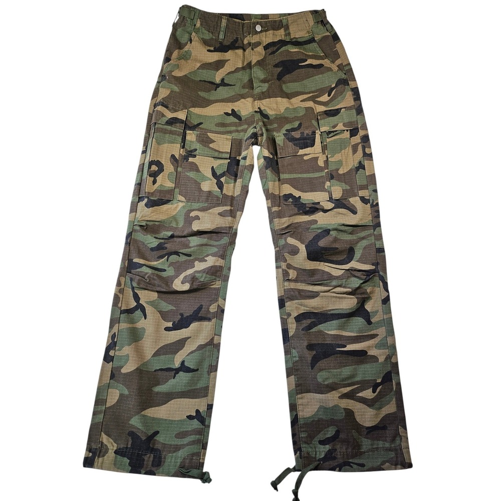 MNML Mens Camo Cargo Pants Size 32 Woodland Ripstop Tactical Button Fly Gorpcore